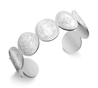 VASSAGO Witches Knot Cuff Bracelet Tetragrammaton Pentagram St Benedict Medal Celtic Knot Bangle Quadruple Protection Witchcraft Pagan Amulet Jewelry for Women Men