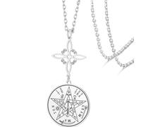 VASSAGO Witches Knot Jehovah Necklace Stainless Steel YHVH YHWH Hebrew Tetragrammaton Pendant Necklace Double Protection Amulet Wicca Religious Jewelry (silver 2)
