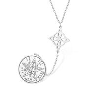 VASSAGO Witches Knot Jehovah Necklace Stainless Steel YHVH YHWH Hebrew Tetragrammaton Pendant Necklace Double Protection Amulet Wicca Religious Jewelry (silver 1-long)