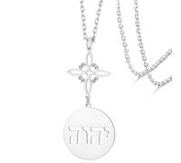 VASSAGO Witches Knot Jehovah Necklace Stainless Steel YHVH YHWH Hebrew Tetragrammaton Pendant Necklace Double Protection Amulet Wicca Religious Jewelry (silver 2)