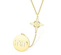 VASSAGO Witches Knot Jehovah Necklace Stainless Steel YHVH YHWH Hebrew Tetragrammaton Pendant Necklace Double Protection Amulet Wicca Religious Jewelry (gold 2-long)