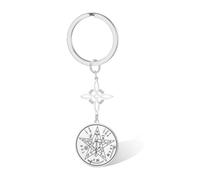 VASSAGO Witches Knot Keychain Tetragrammaton Pentagram Keychain Celtic Knot Keyring Protection Witchcraft Pagan Jewelry Gift (silver 2)