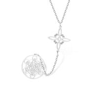 VASSAGO Witches Knot Necklace Stainless Steel Metatron Cube Pendant Necklace Celtic Knot Protection Amulet Witchcraft Jewelry for Women Men (silver long necklace)