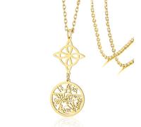 VASSAGO Witches Knot Necklace Tetragrammaton Pentagram Necklaces Celtic Knot Pendant Protection Witchcraft Pagan Irish Jewelry for Women Men (Gold Witch Knot Necklace 2)