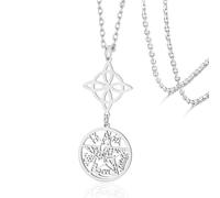 VASSAGO Witches Knot Necklace Tetragrammaton Pentagram Necklaces Celtic Knot Pendant Protection Witchcraft Pagan Irish Jewelry for Women Men (Silver Witch Knot Necklace 2)