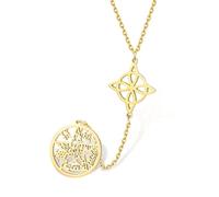 VASSAGO Witches Knot Necklace Tetragrammaton Pentagram Necklaces Celtic Knot Pendant Protection Witchcraft Pagan Irish Jewelry for Women Men (Gold Witch Knot Necklace)