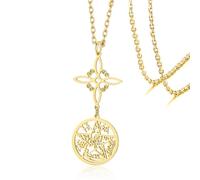 VASSAGO Witches Knot Necklace Tetragrammaton Pentagram Necklaces Celtic Knot Pendant Protection Witchcraft Pagan Irish Jewelry for Women Men (Witches Knot Necklace-Gold 2)