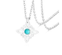 VASSAGO Witches Knot Necklace with Turquoise Stainless Steel Magic Witch Knot Celtic Knot Witchcraft Necklace Irish Wiccan Pagan Jewelry for Women (silver witch knot necklace)