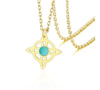 VASSAGO Witches Knot Necklace with Turquoise Stainless Steel Magic Witch Knot Celtic Knot Witchcraft Necklace Irish Wiccan Pagan Jewelry for Women (gold celtic knot necklace)
