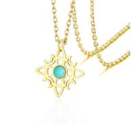 VASSAGO Witches Knot Necklace with Turquoise Stainless Steel Magic Witch Knot Celtic Knot Witchcraft Necklace Irish Wiccan Pagan Jewelry for Women (gold wiccan moon necklace)