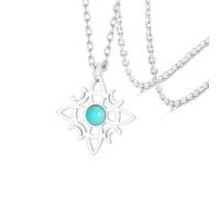 VASSAGO Witches Knot Necklace with Turquoise Stainless Steel Magic Witch Knot Celtic Knot Witchcraft Necklace Irish Wiccan Pagan Jewelry for Women (silver wiccan moon necklace)