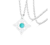 VASSAGO Witches Knot Necklace with Turquoise Stainless Steel Magic Witch Knot Celtic Knot Witchcraft Necklace Irish Wiccan Pagan Jewelry for Women (silver celtic knot necklace)