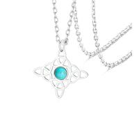 VASSAGO Witches Knot Necklace with Turquoise Stainless Steel Magic Witch Knot Celtic Knot Witchcraft Necklace Irish Wiccan Pagan Jewelry for Women (silver witches knot necklace)
