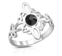 VASSAGO Witches Knot Ring Stainless Steel Celtic Knot Ring Witchcraft Protection Amulet Pagan Jewelry Gift for Women (Silver, T 1/2)