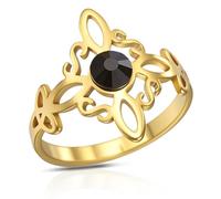 VASSAGO Witches Knot Ring Stainless Steel Celtic Knot Ring Witchcraft Protection Amulet Pagan Jewelry Gift for Women (Gold, T 1/2)