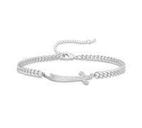 VASSAGO Zulfiqar Bracelet for Women Men Stainless Steel Imam Ali Sword Pendant Islamic Arabic Braided Rope String Islam Muslim Jewelry (silver bracelet)