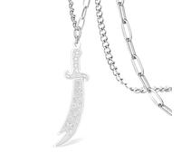 VASSAGO Zulfiqar Sword Necklace for Men Women, Islamic-Inspired, Stainless Steel, Unisex, No Gemstone, Lobster Clasp, Boys, Christmas
