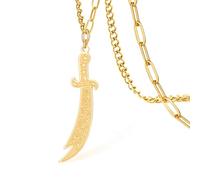 VASSAGO Zulfiqar Sword Necklace for Men Women, Unisex Islamic Muslim Jewelry Talisman Amulet Religious Gift (Zulfiqar Necklace)