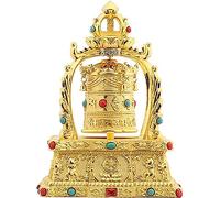 Vassbkkdy Gold Om Mani Padme Hum Tibetan Prayer Wheel, Silent Buddhist Spinning Prayer Wheel Table Top Decorations Ornaments, Solar/Battery Powered, For Relaxation/Meditation/Yoga