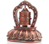 Vassbkkdy Retro Spinning Prayer Wheel for Table Top, Quiet Tibetan Buddhist Prayer Wheel, Solar/Battery Powered Buddhist Prayer Wheel, For Yoga/Meditation, bronze color