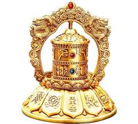 Vassbkkdy Silent Tibetan Prayer Wheel Buddhist Spinning Prayer Wheel, Solar/Battery Double Powered, Car Table Top Decorations Ornaments, For Relaxation/Meditation/Yoga(Color:Gold)
