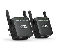 Vassco WIFI Extender - Long Range WiFi Booster Range Extender With 2 High Gain Antennas: Home Wireless Signal Booster For Whole House Coverage (2 black item)