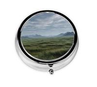 Vast Grassland Expanse Print Personalised Portable Pillbox with,Mini Pillbox Compact and Convenient Pill Organiser for Storing and Organising Pills