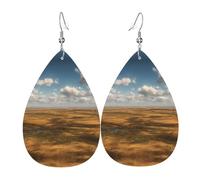 Vast Grassland Expanse Printed Drop-Shaped Silver Plated Earrings Are Fashionable And Lightweight. Suitable For Various Occasions And Daily Wear