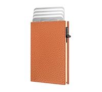 Vast Scenery Wallet for Men - Minimalist Trifold Leather, RFID Blocking Smart Pop Up Card Case, Slim Metal Credit Card Holder 10-15 Cards, Small Front Pocket Cash Wallets with ID Window, Litchi Orange
