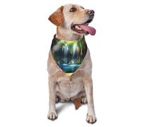 Vast Tropical Waterfalls And Jungles Printed Graphic Pet Triangle Scarf For Dogs & Cats, Adjustable Cute Pet Bandana For & Photo Shoots