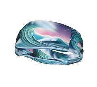 Vast Tsunami Pattern Sports Sweatband Headscarf Head Bands For Women Men Suitable For Running Yoga Fitness Football