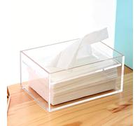 Vastarry Gravity Pressing Acrylic Tissue Box. Transparent Body. Top Plate self-Weight Presses evenly. Last Sheet dispenses Easily. for Kitchen, Bathroom, Office.