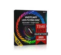 VastCart 10.6” Pro LED Light-Up Flying Disc - 195g Rechargeable Frisbee with Millions of Colors, 110 RGB LEDs, Waterproof Night Toy for Kids, Teens & Adults, Outdoor Camping, Beach & Backyard Fun