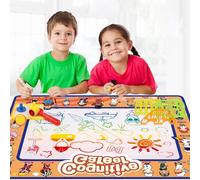 VASTCART Cognitive Letters Magic Mat, 80×60cm No-Mess Water Drawing Mat with 3 Magic Pens & 6 Stamps - Educational Aqua Doodle Board for Toddlers, Learning Toy & Xmas Gift for Boys & Girls Ages 6Year+