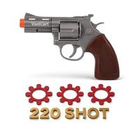 VastCart Compact Die-Cast Metal 8-Shot Ring Cap Toy Gun, Silver Finish, Includes 220 Shot Ring Caps (3 Sheets), Pretend Play Dress-Up Accessory, Age 14+