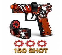 VastCart Skeleton Design Die-Cast Metal 8-Shot Ring Cap Toy Gun, Red, Includes 150 Shot Ring Caps (2 Sheets), Pretend Play Dress-Up Accessory, Age 14+