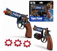 VastCart Tiger Theme 8-Shot Ring Cap Toy Revolver - Die-Cast Metal Pretend Play Blaster with Orange Safety Tip, Ages 14+ (Tiger Edition)