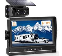 VASTEND Solar Wireless Reversing Camera with 9" 1080P Monitor, 10000mAh Magnetic Rear View Camera, No Drilling Installation, DVR Recording, Backup Cameras for RV, Trailer, Truck, Motorhome(VS-9A)
