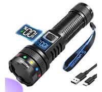 VASTFIRE 365nm 5LED UV Torch Rechargeable with Filter Lens, 30W Ultraviolet Flashlight with LCD Display, Strong UV Black Light for Golf Ball Finder, Resin Curing, Pet Urine Detection, Rocks, Scorpion