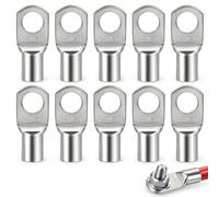 Vastitude 10Pcs SC35-10 Tinned Copper Ring Terminals 35mm² M10 Battery Lugs | 10pcs SC35-10 tinned copper ring terminals, 35mm² M10 bolt hole, high conductivity corrosion-resistant, for auto boat solar