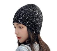 VASTLUCKY Glitter Sequins Knitted Hat Crochet Beanie Skull Cap for Women Soft Winter Stretch Skull Hat