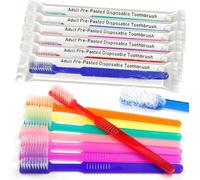 VASTMED 100PCs Disposable Toothbrushes Pre-Pasted Toothbrush Individually Wrapped Medium Bristle Single Use Colorful Toothbrushes for Camping, Hotels, Travel, Dental and Work