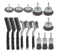 VASTOOLS 15pcs Wire Brushes Set, Carbon Steel Cup/Wheel/Pen Brushes for 1/4" Hex Shank Drill Attachments,Stainless Steel Hand Brushes,for Rust Removal,Paint Stripping and Cleaning