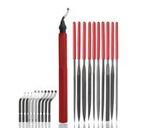 VASTOOLS Deburring Tool Kit,10Pcs Needle File,Metal Handle Deburring Tool for Metal Resin 3D Plastic Copper Aluminum Pipes Tube Hole with Extra 10pc Multiuse Blades Removing Burr
