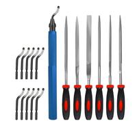 VASTOOLS Deburring Tool Kit,with 6Pcs Needle Files. 6-1/2" Metal Handle Chamfer Tool for Resin Aluminum Brass Plastic Pipes Tube Hole 3D Art with Extra 10 HSS Blades