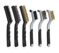 VASTOOLS Hand Wire Brush Set 6 Pieces, 2 x Brass Wire Brushes, 2 x Stainless Steel Brushes, 2 x Nylon Brushes, for Removing Stubborn Residues and Rust