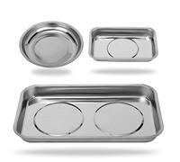 VASTOOLS Magnetic Tray Holder 3pc,for Socket Screw Nuts Bolts Metal Parts,Extra Strong Magnet,Thickened Tray,Stainless Steel