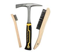 VASTOOLS Welding Chipping Hammer and Wire Brush Set,3pc,10.5" Cone and Vertical Chisel Welding Hammer,Shoe Handle Carbon Steel Brush 10",Stainless steel Toothbrush 8"