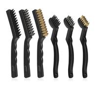 VASTOOLS Wire Brushes Pack of 6. for Cleaning Welding Slag, Rust and Dust. 9" and 6-3/4" Brass, Nylon, Stainless Steel Brushes with Rigid Handle
