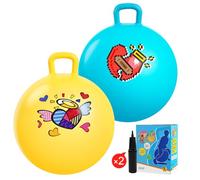 Vastoy 18 Inch Hopper Ball for Kids 3-6 Years - Anti-slip Space Hopper with Hand Pump, Bouncy Inflatable Ride On Toy for Indoor Outdoor Fun, Gift for Children (Gloden&Blue)